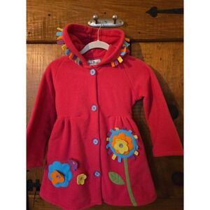 AMERICAN WIDGEON Girls Pink Fleece Hooded Flower Coat Jacket Size 6